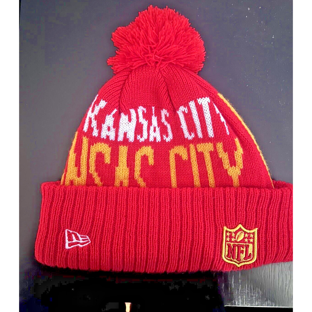 Kansas City Chiefs New Era Hat Knit Team Cuffed Thermal Fleece Lined Beanie Cap